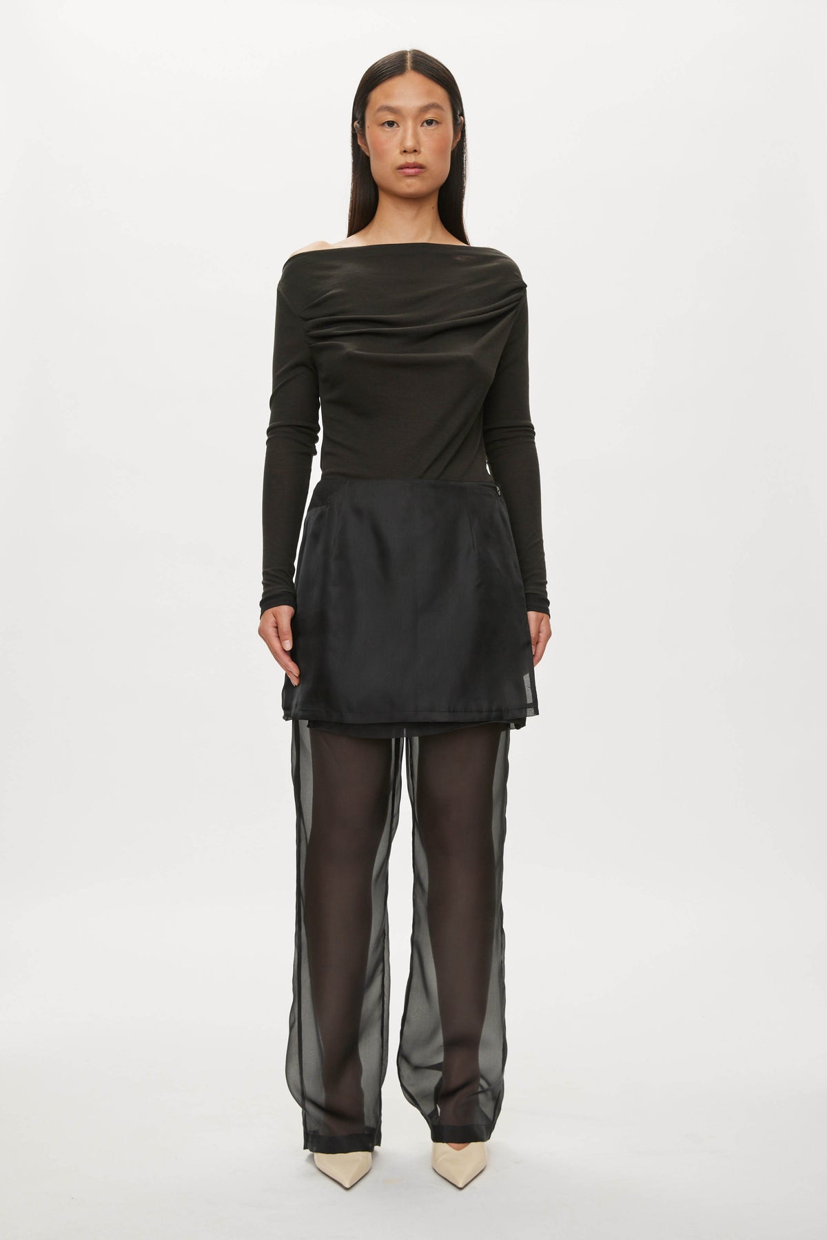 Oval Square Cosmo Sheer Trousers TROUSERS Black