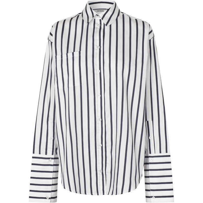 Oval Square Daily Striped Oversized Shirt SHIRTS 9007 Navy Thick Stripe