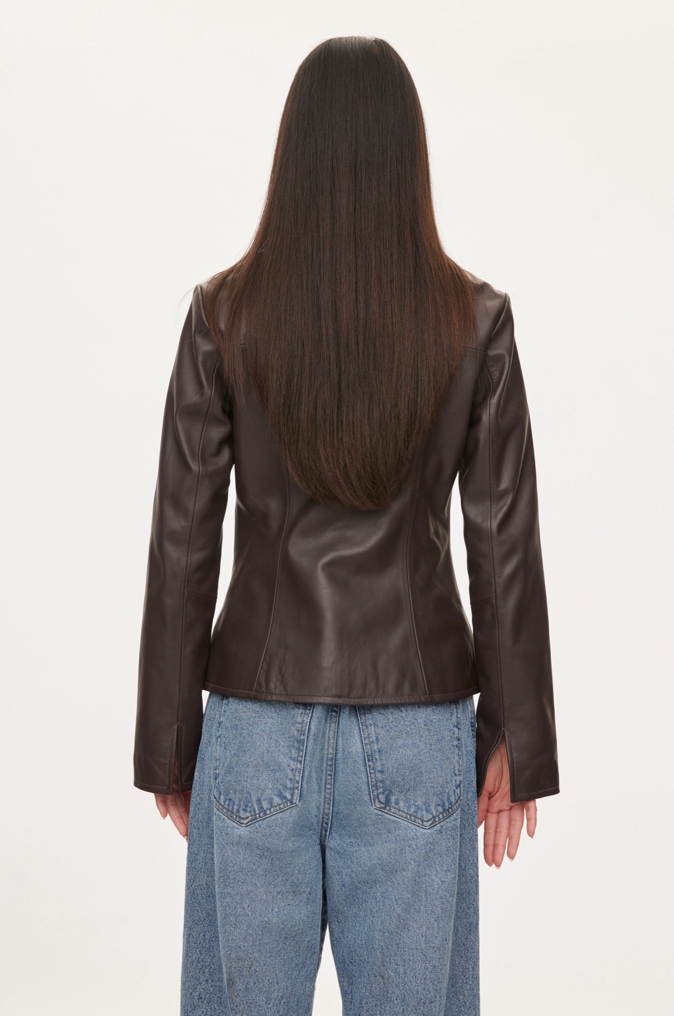 Oval Square Deep Leather Blazer BLAZERS 3006 Dark Burgundy