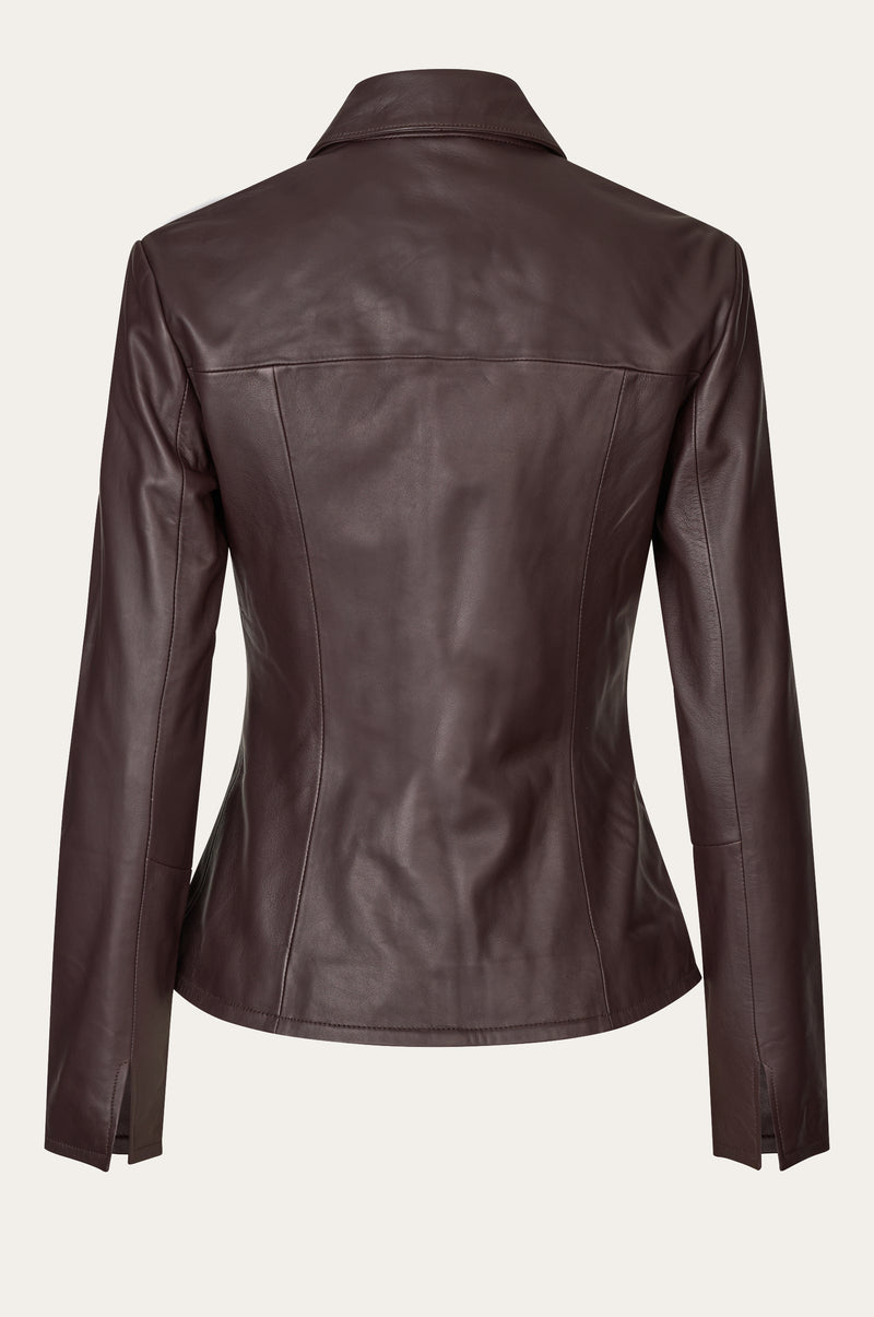 Oval Square Deep Leather Blazer BLAZERS 3006 Dark Burgundy