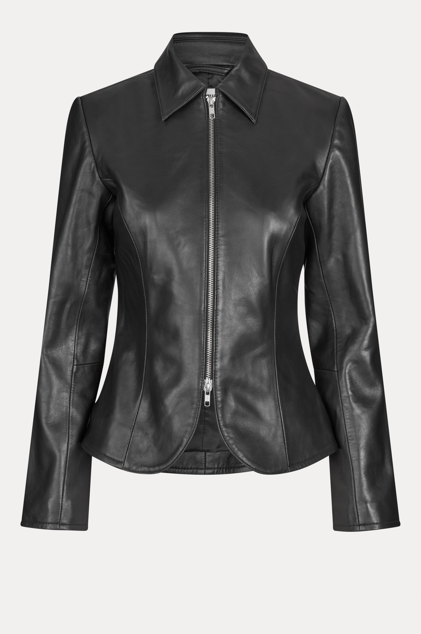 Oval Square Deep Leather Blazer BLAZERS 8001 Black