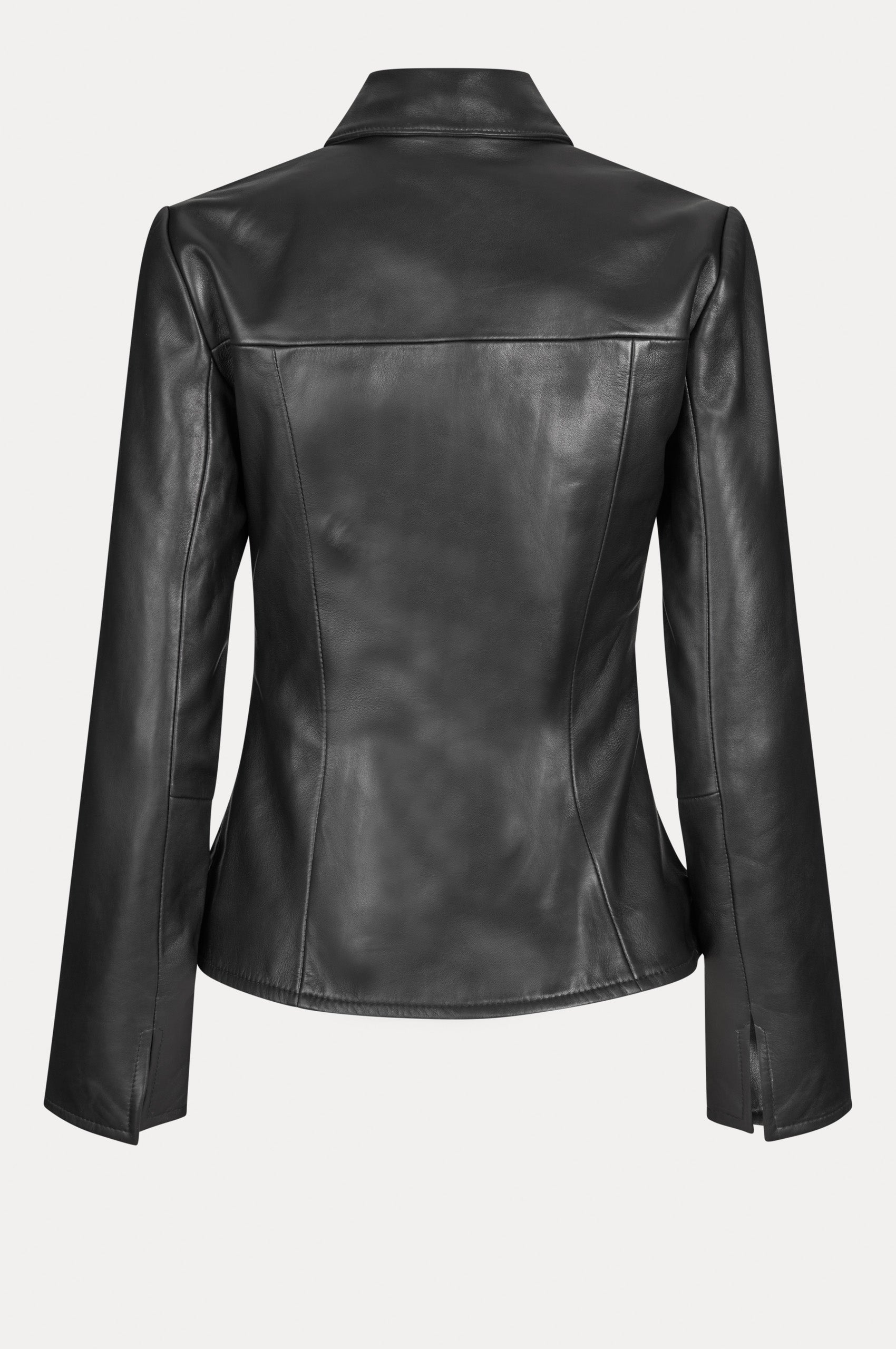 Oval Square Deep Leather Blazer BLAZERS 8001 Black