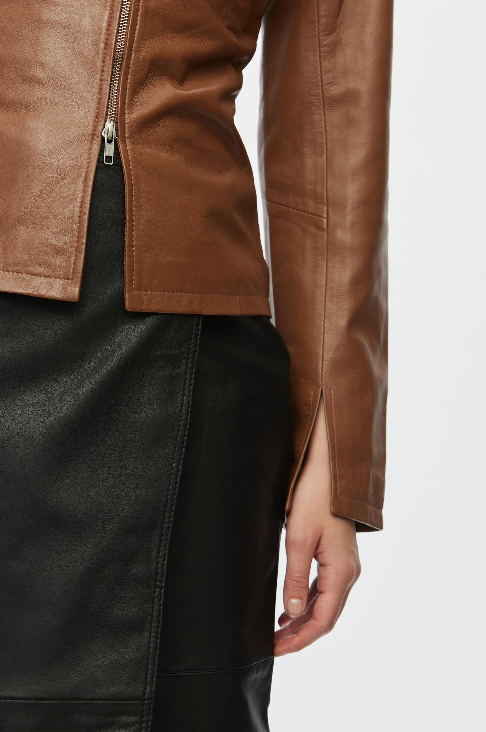Oval Square Deep Leather Blouse BLOUSES 6009 Mocha Bisque