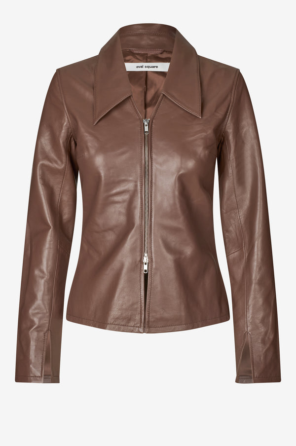 Oval Square Deep Leather Blouse BLOUSES 6017 Cappucino