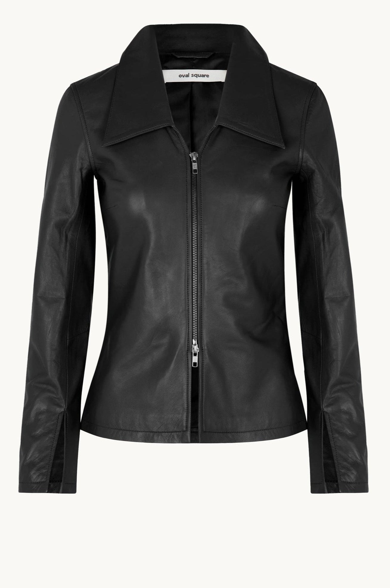 Oval Square Deep Leather Blouse BLOUSES 8001 Black