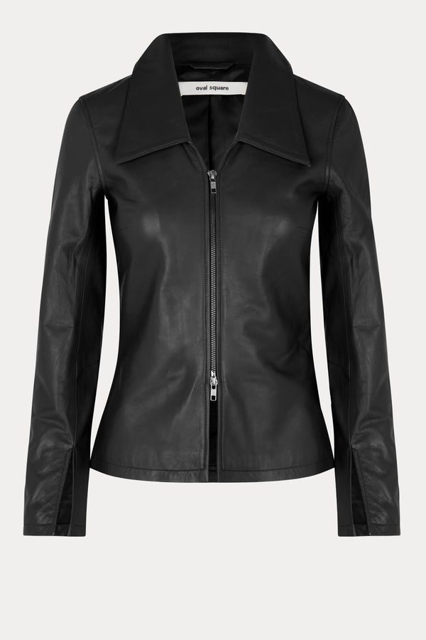Oval Square Deep Leather Blouse BLOUSES 8001 Black