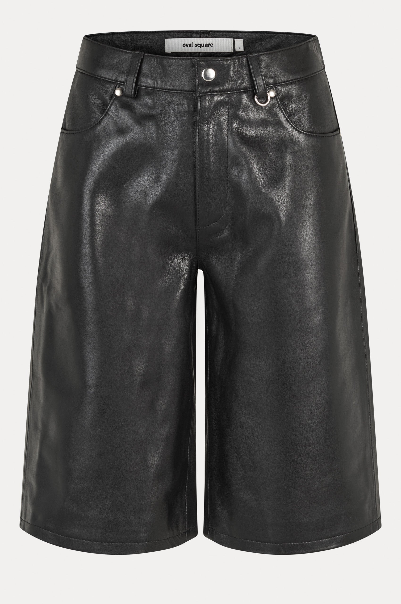 Oval Square Deep Leather Shorts SHORTS 8001 Black