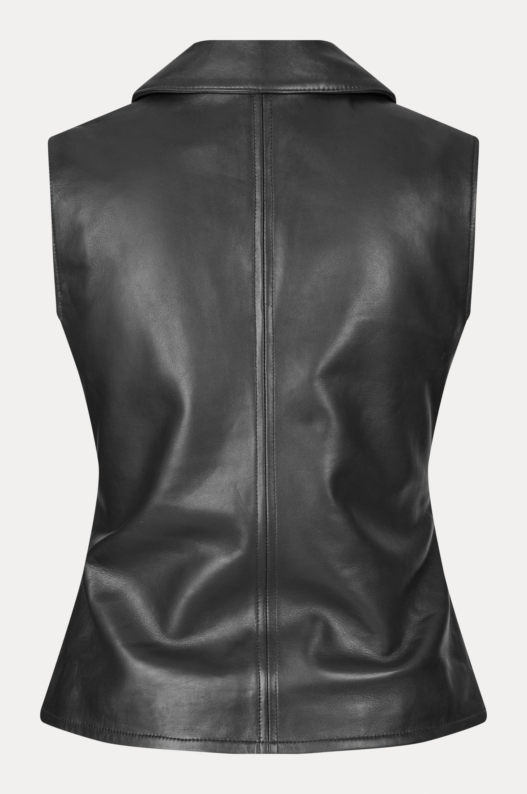 Oval Square Deep Leather Vest TOP 8001 Black