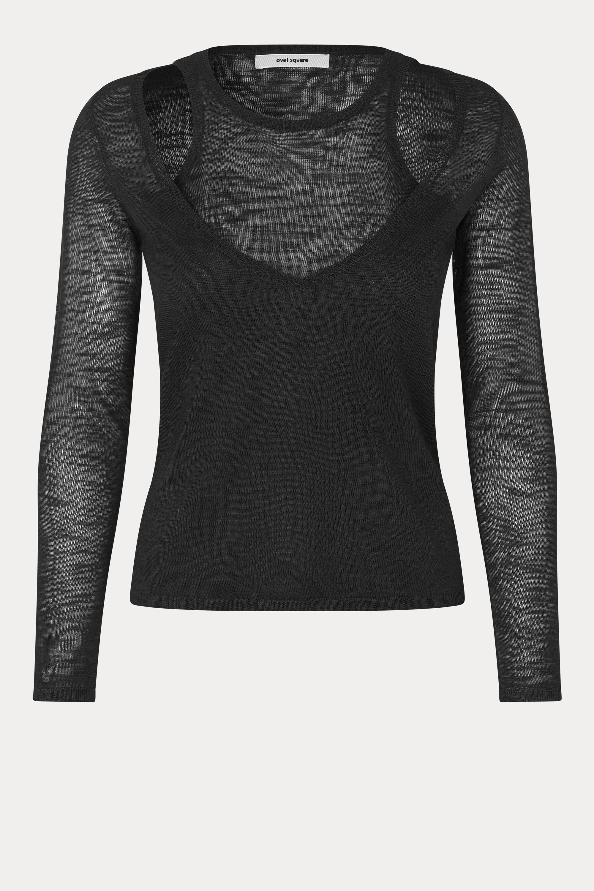 Oval Square Drama Knit Blouse KNITS Black