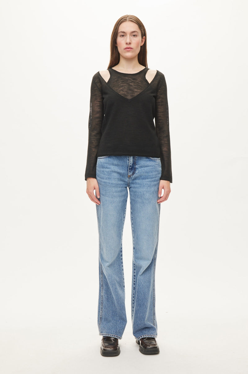 Oval Square Drama Knit Blouse KNITS Black