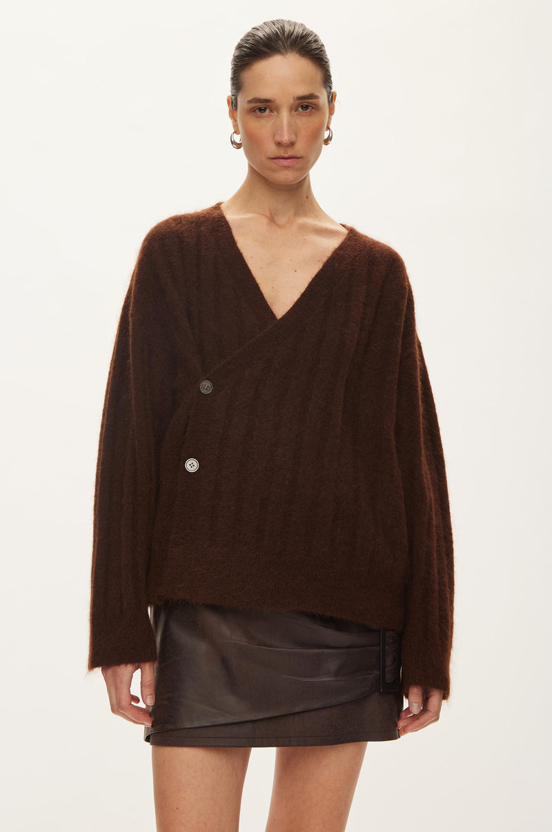 Oval Square Dream Knit Cardigan KNITS Brown