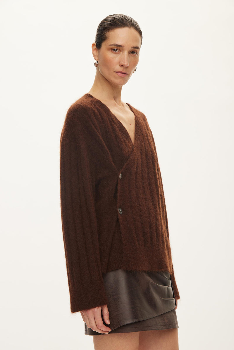 Oval Square Dream Knit Cardigan KNITS Brown