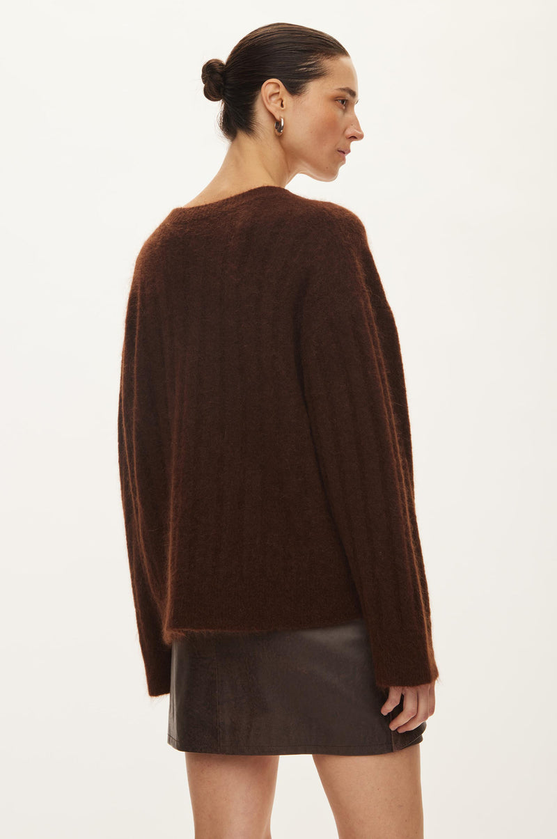 Oval Square Dream Knit Cardigan KNITS Brown