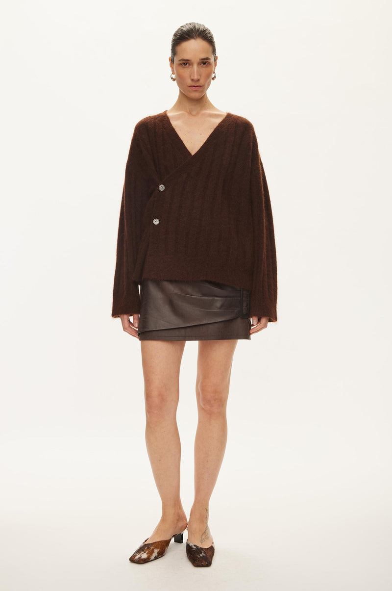 Oval Square Dream Knit Cardigan KNITS Brown