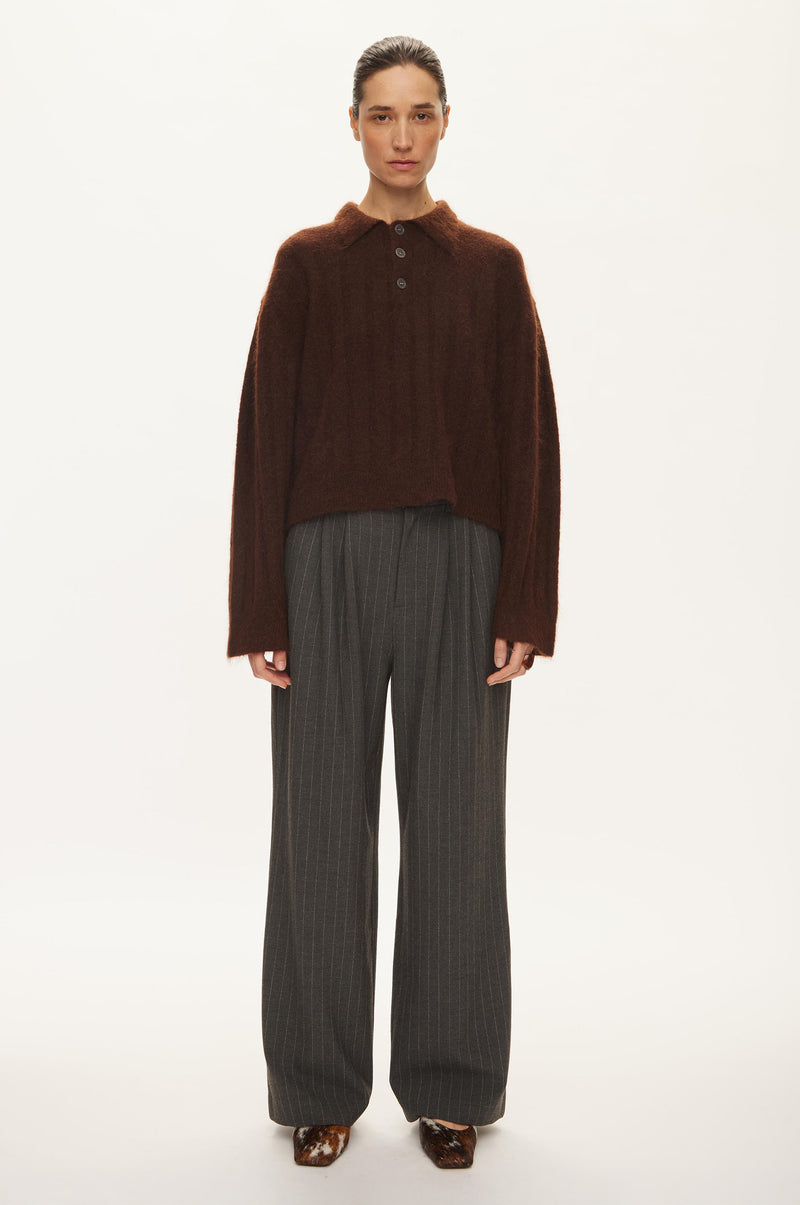 Oval Square Dream Knit Polo KNITS Brown