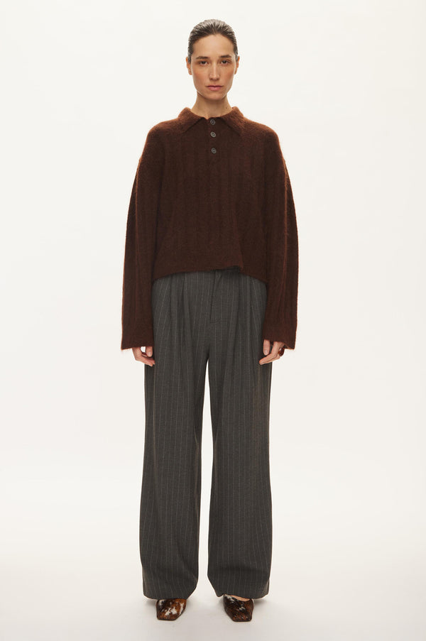 Oval Square Dream Knit Polo KNITS Brown