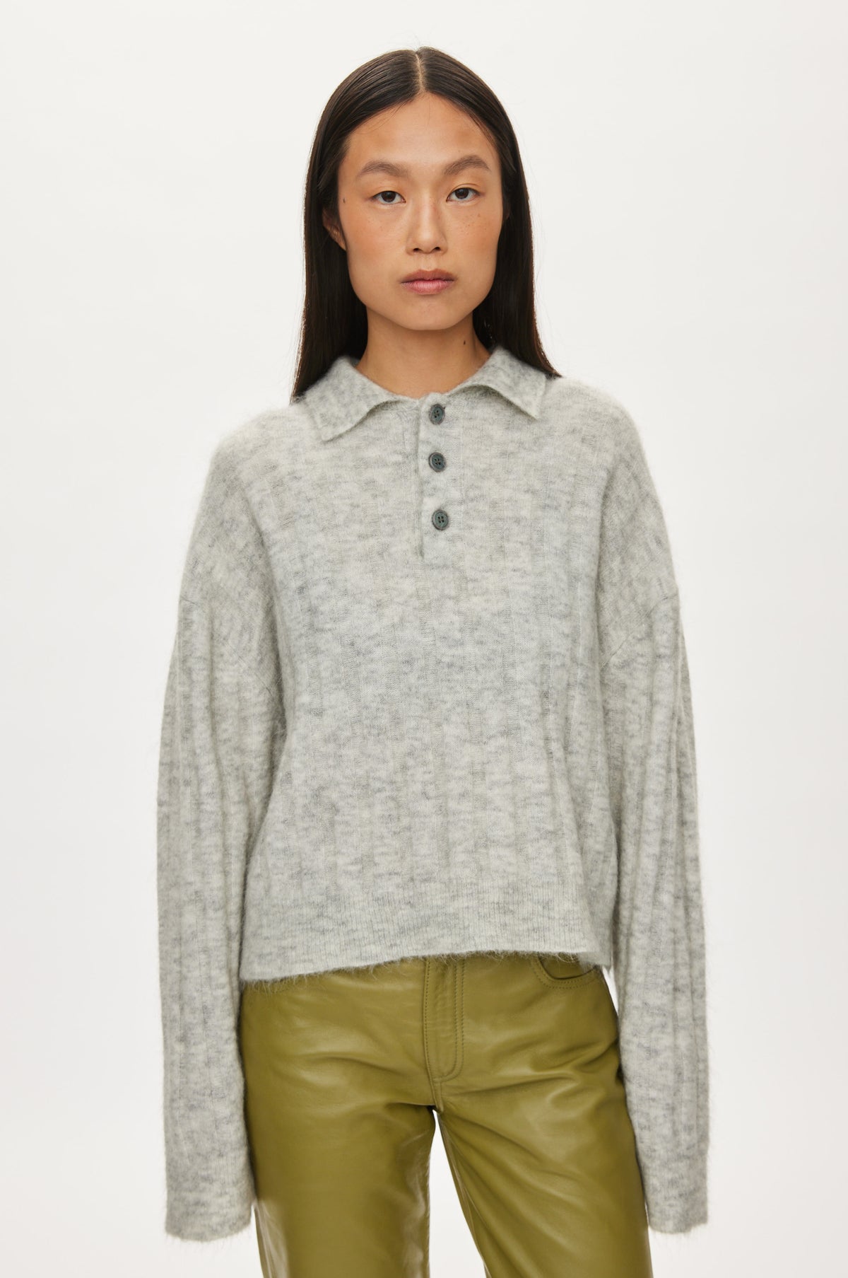 Oval Square Dream Knit Polo KNITS Light grey melange