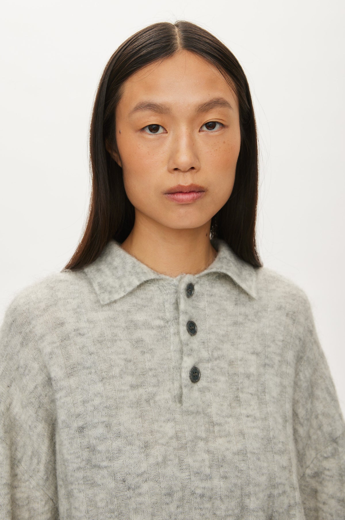Oval Square Dream Knit Polo KNITS Light grey melange