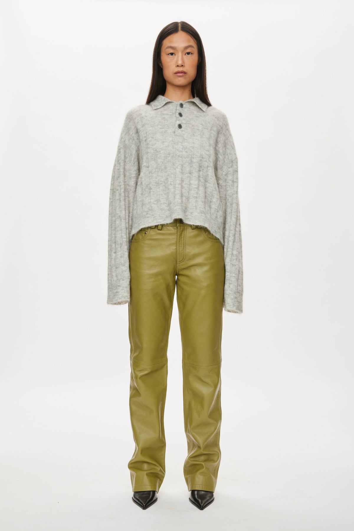 Oval Square Dream Knit Polo KNITS Light grey melange