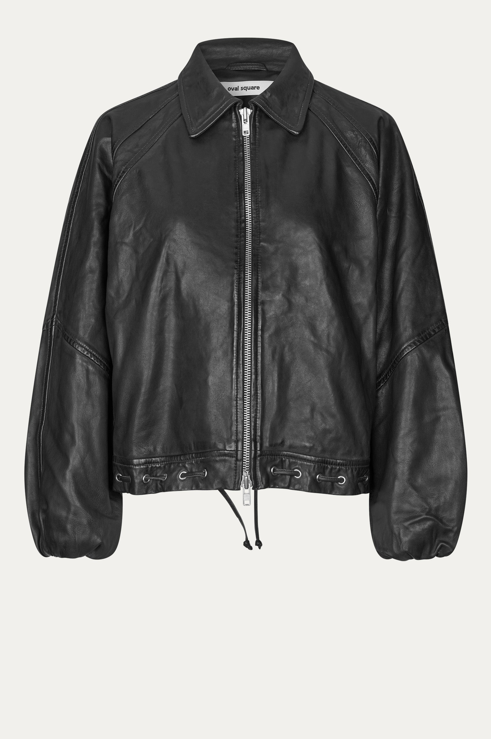 Oval Square Eye leather bomber JACKETS Worn black