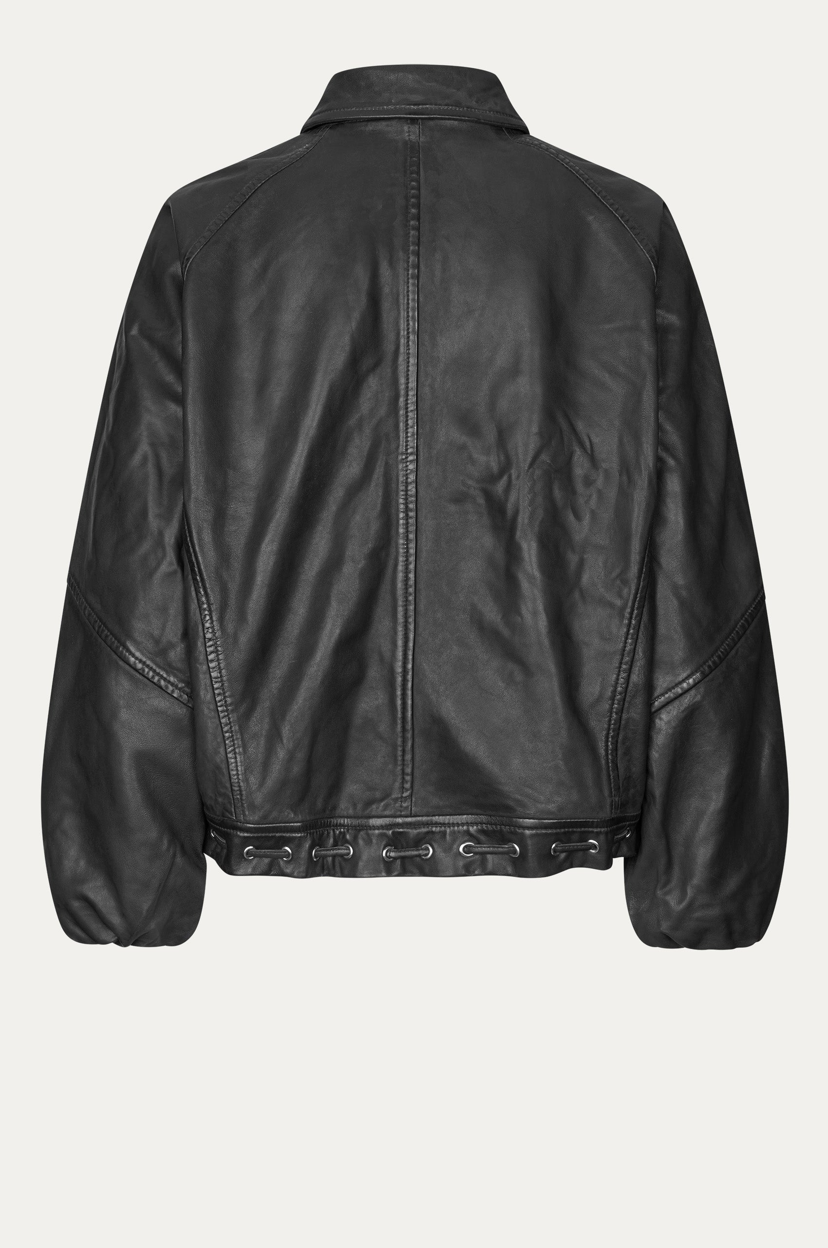 Oval Square Eye leather bomber JACKETS Worn black