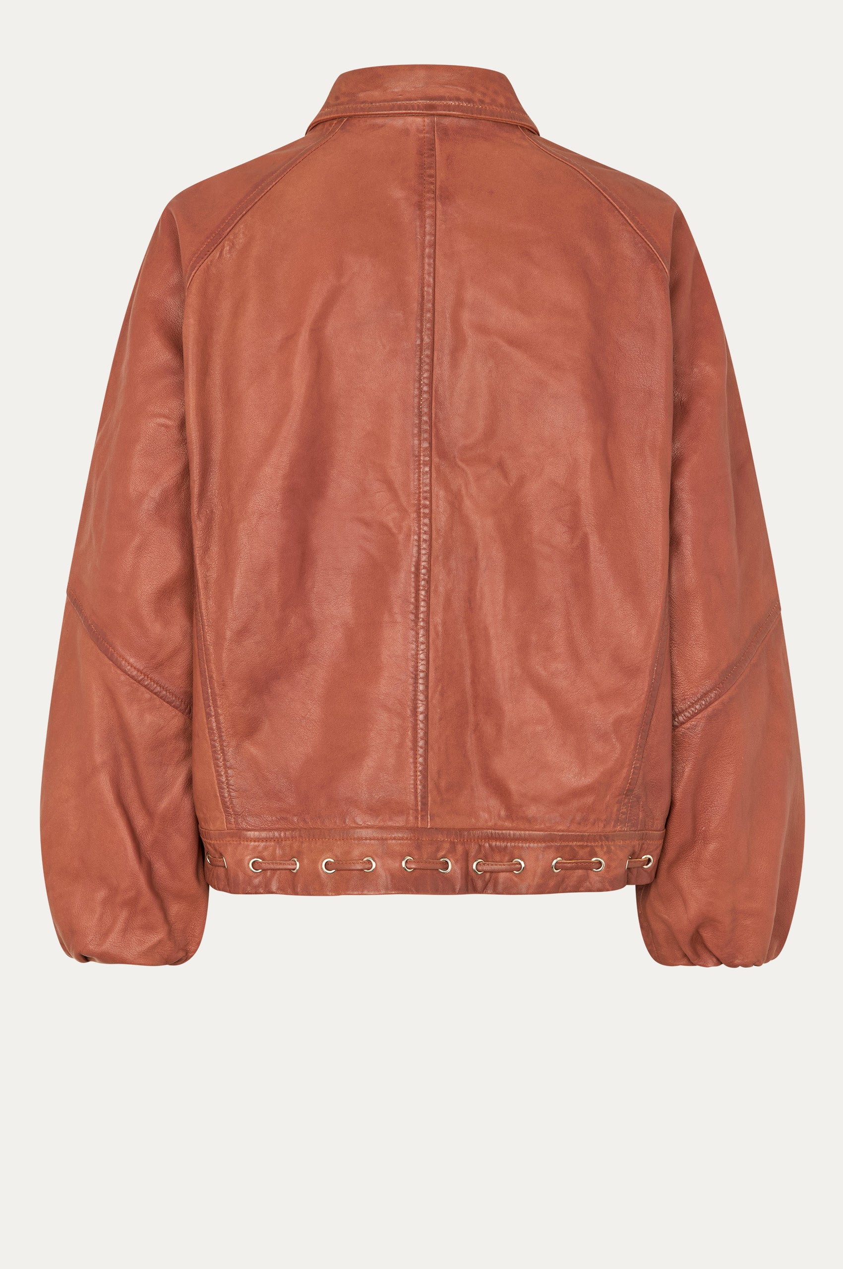 Oval Square Eye leather bomber JACKETS Worn warm brown