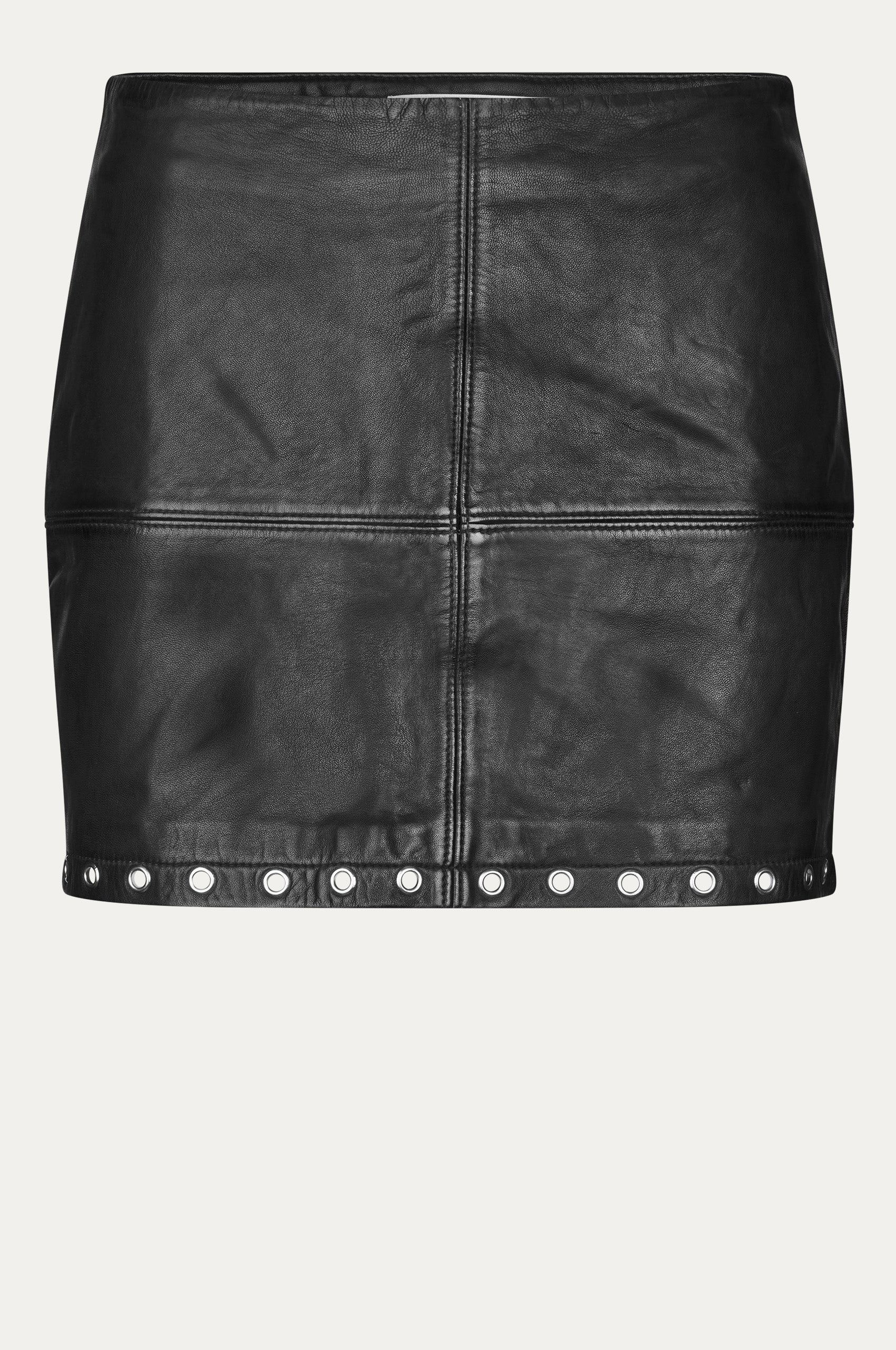 Oval Square Eye leather skirt SKIRTS Worn black