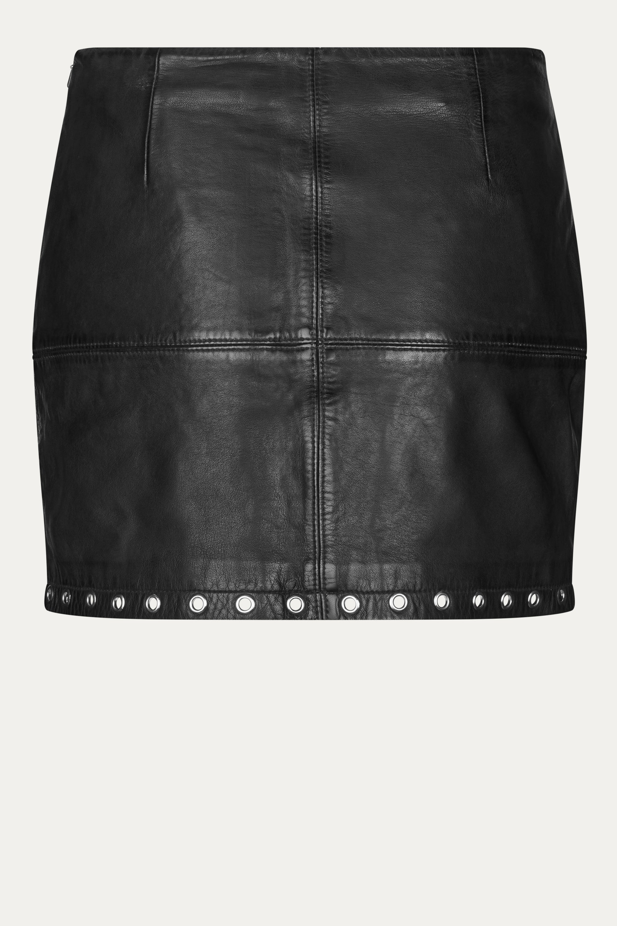 Oval Square Eye leather skirt SKIRTS Worn black