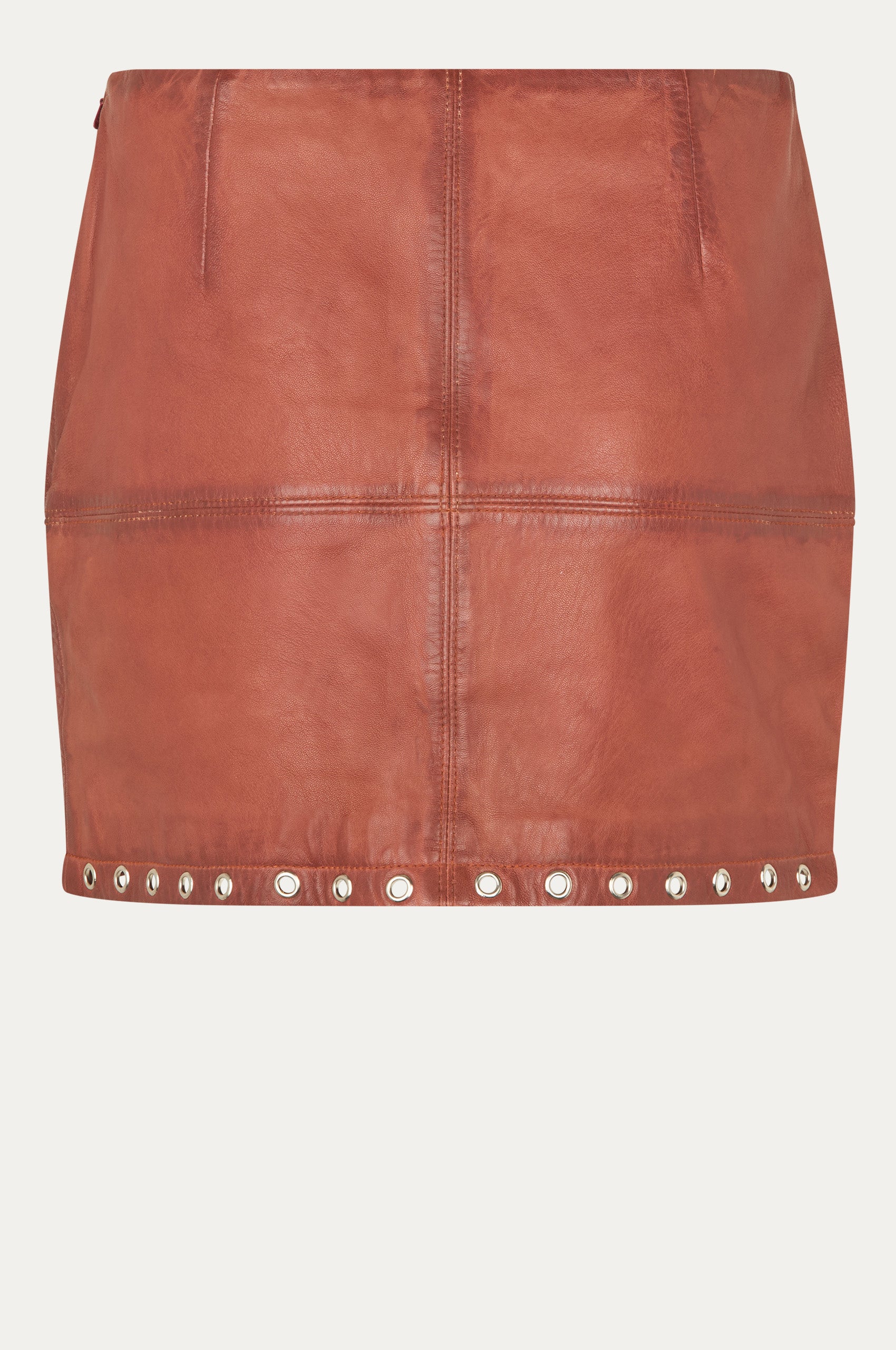 Oval Square Eye leather skirt SKIRTS Worn warm brown