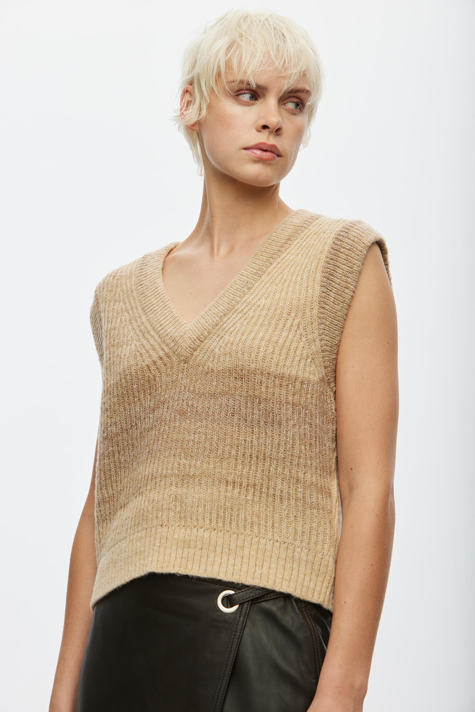 Oval Square Fall Knit Vest KNITS 6005 Travertine