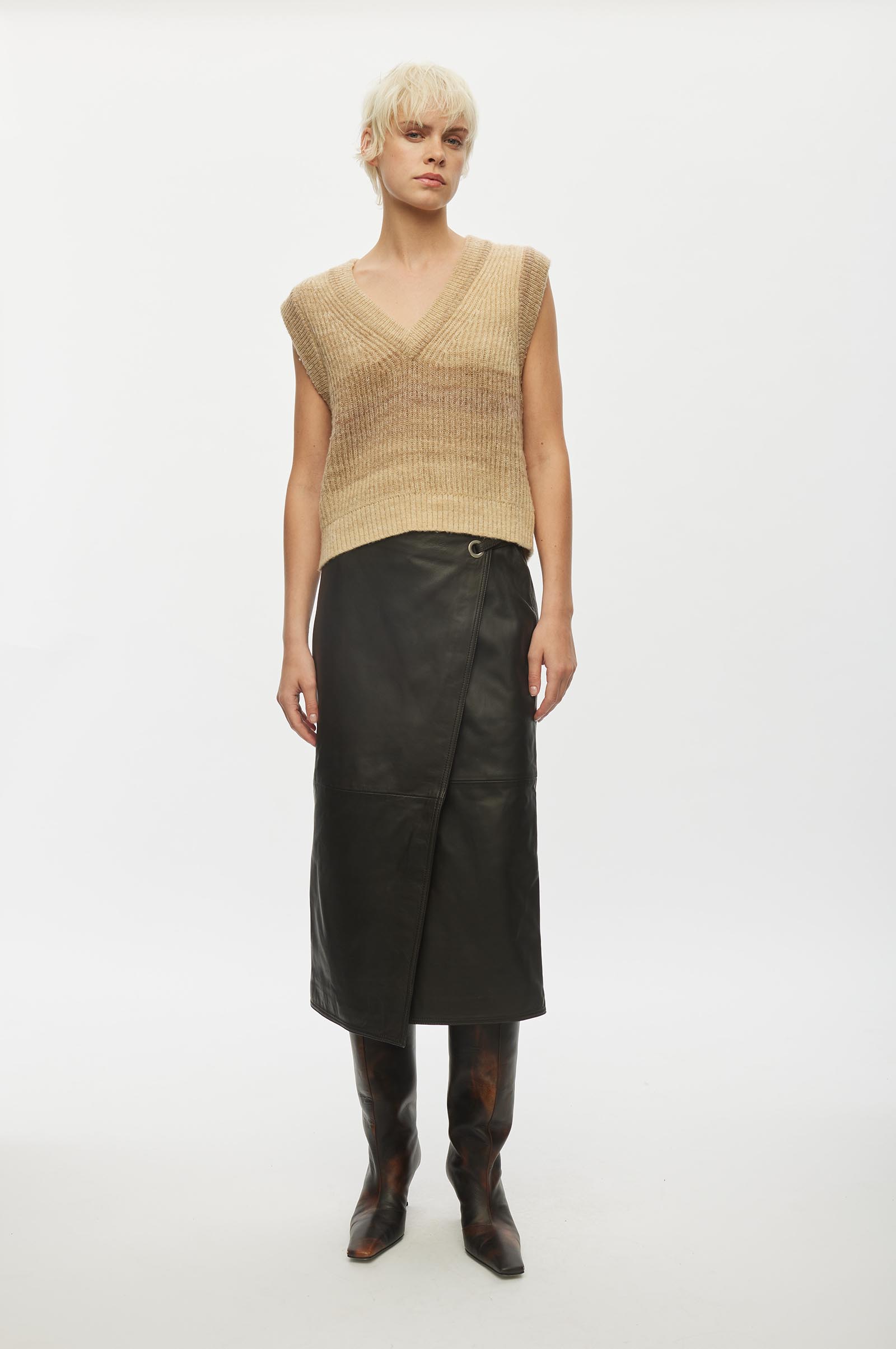 Oval Square Fall Knit Vest KNITS 6005 Travertine