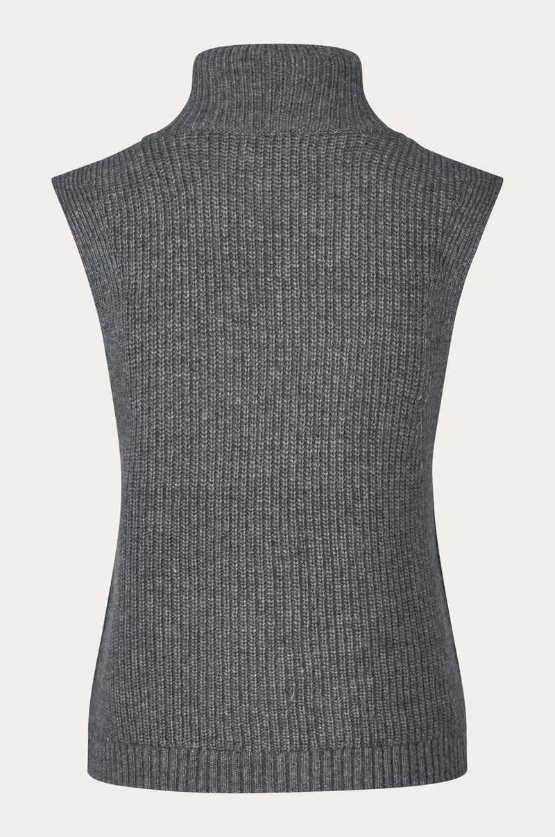 Oval Square Fave Knit Zip Vest KNITS 7004 Dark Grey Melange