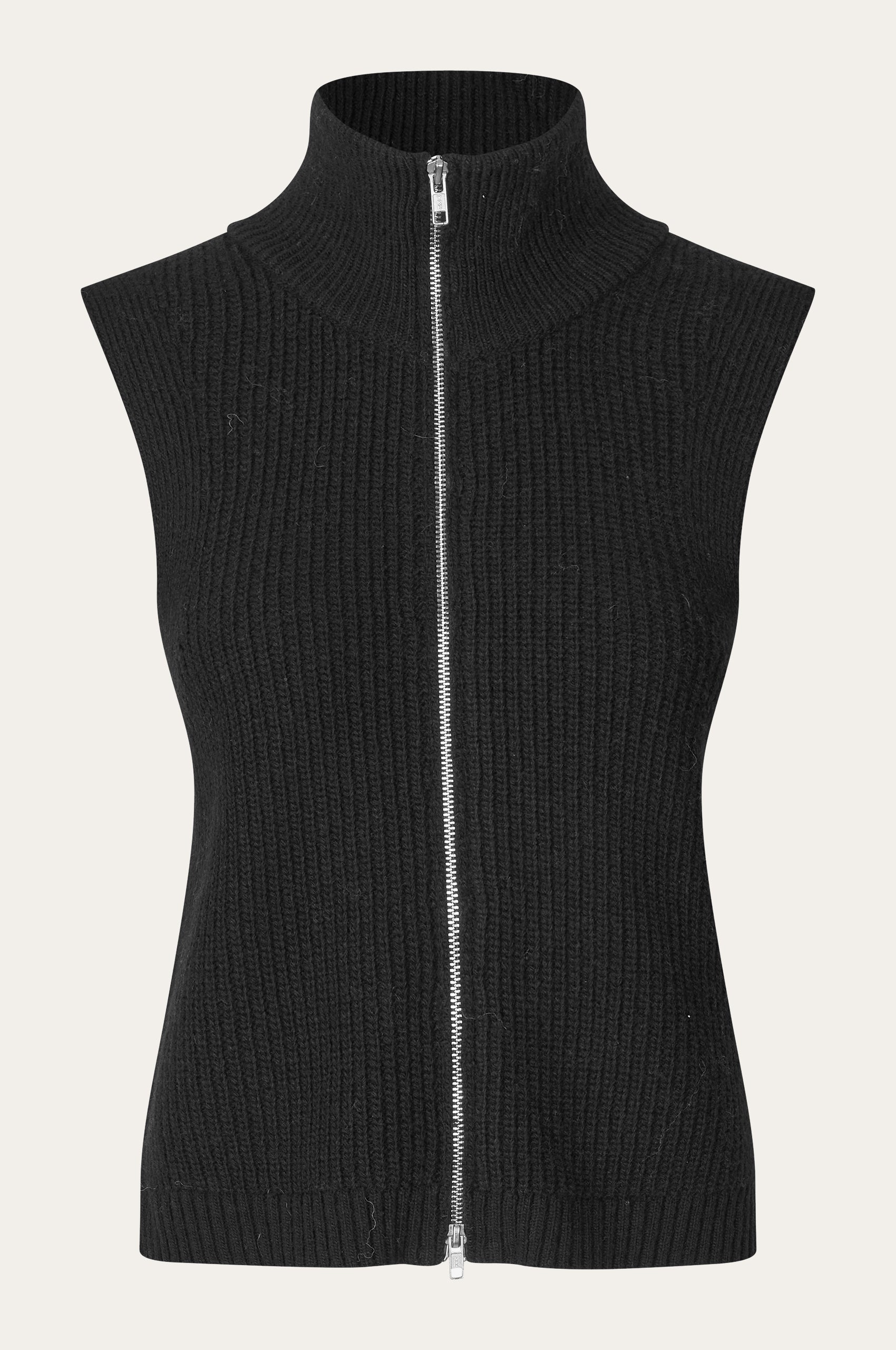 Oval Square Fave Knit Zip Vest KNITS 8001 Black
