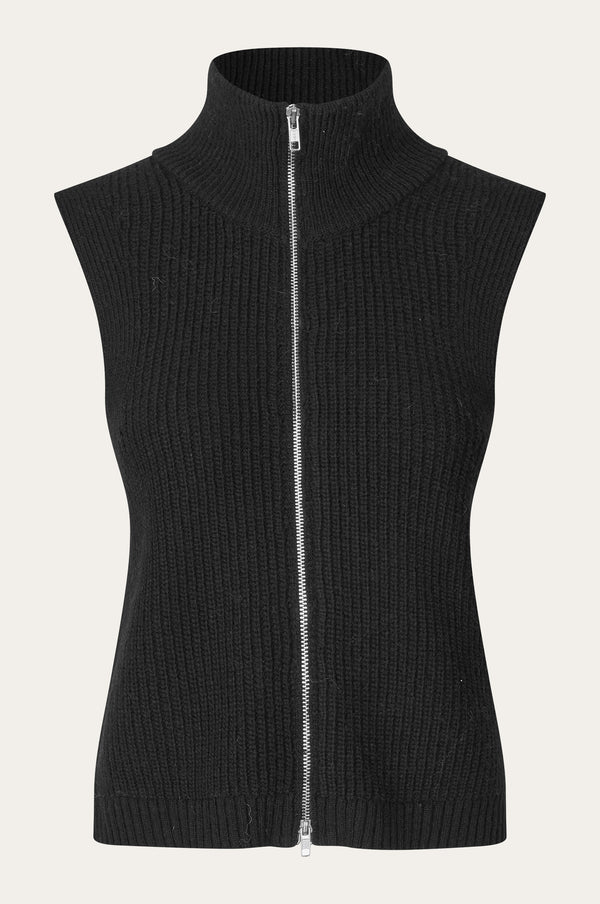 Oval Square Fave Knit Zip Vest KNITS 8001 Black