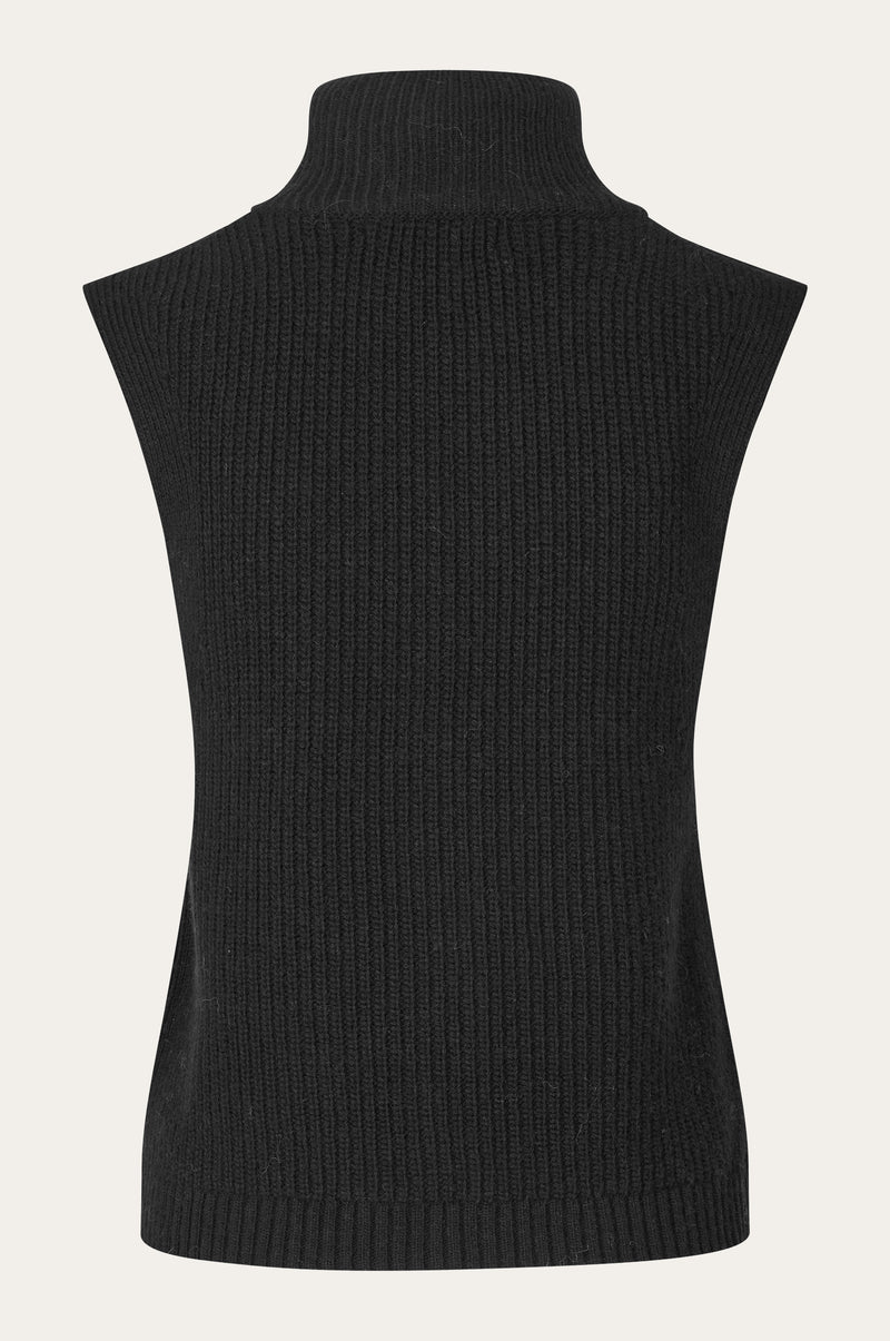 Oval Square Fave Knit Zip Vest KNITS 8001 Black
