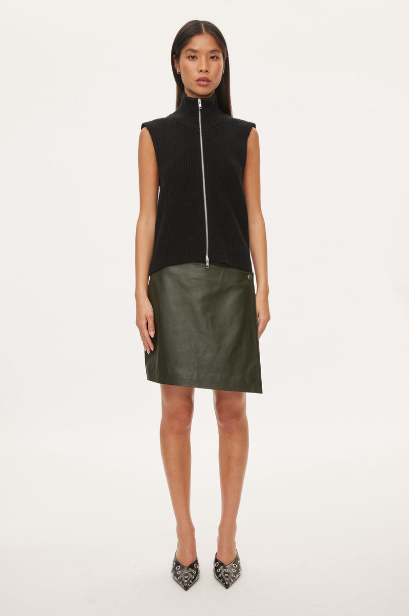 Oval Square Fave Knit Zip Vest KNITS 8001 Black