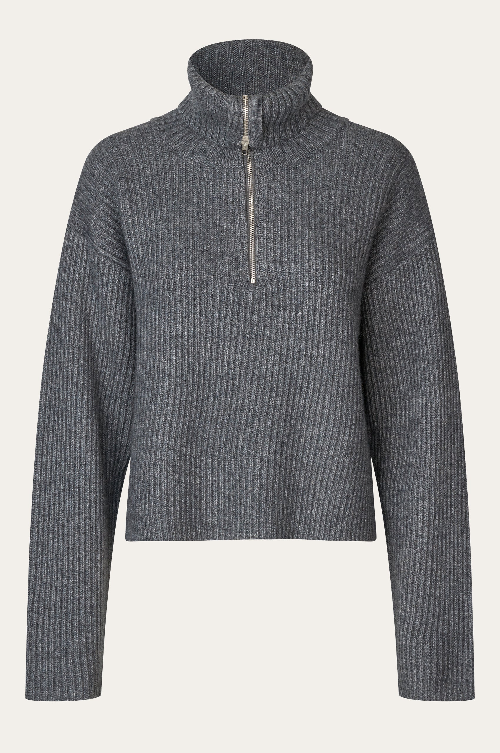 Oval Square Fave Zip Knit KNITS 7004 Dark Grey Melange