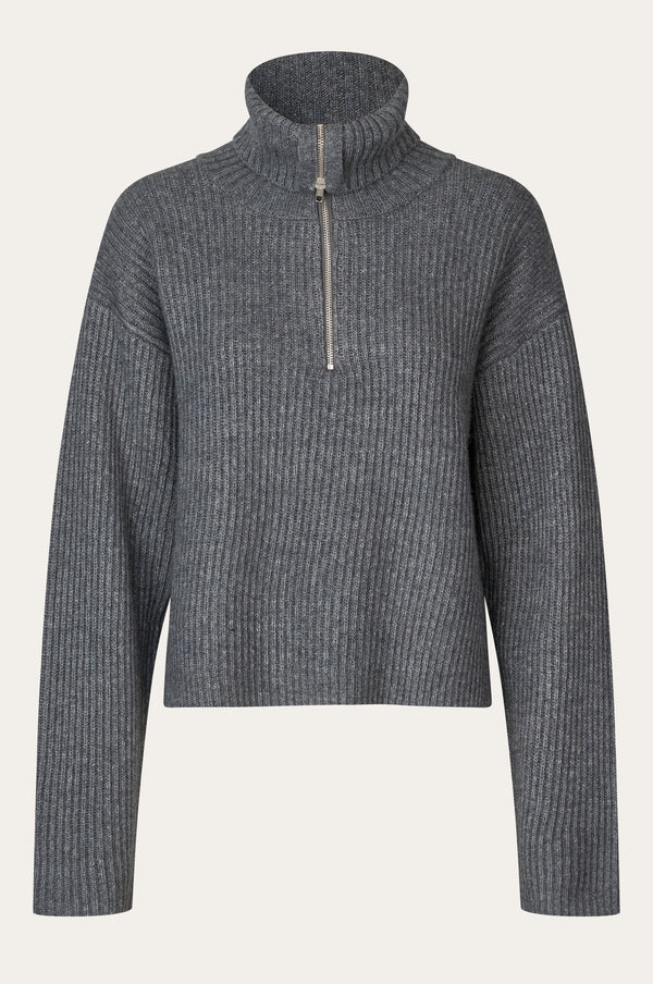 Oval Square Fave Zip Knit KNITS 7004 Dark Grey Melange