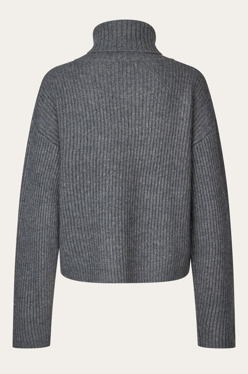 Oval Square Fave Zip Knit KNITS 7004 Dark Grey Melange