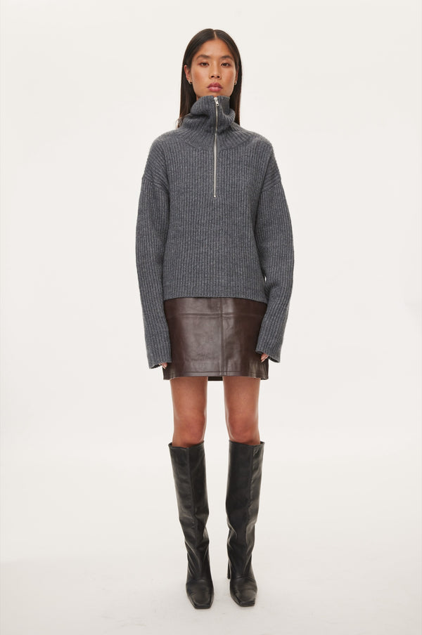 Oval Square Fave Zip Knit KNITS 7004 Dark Grey Melange