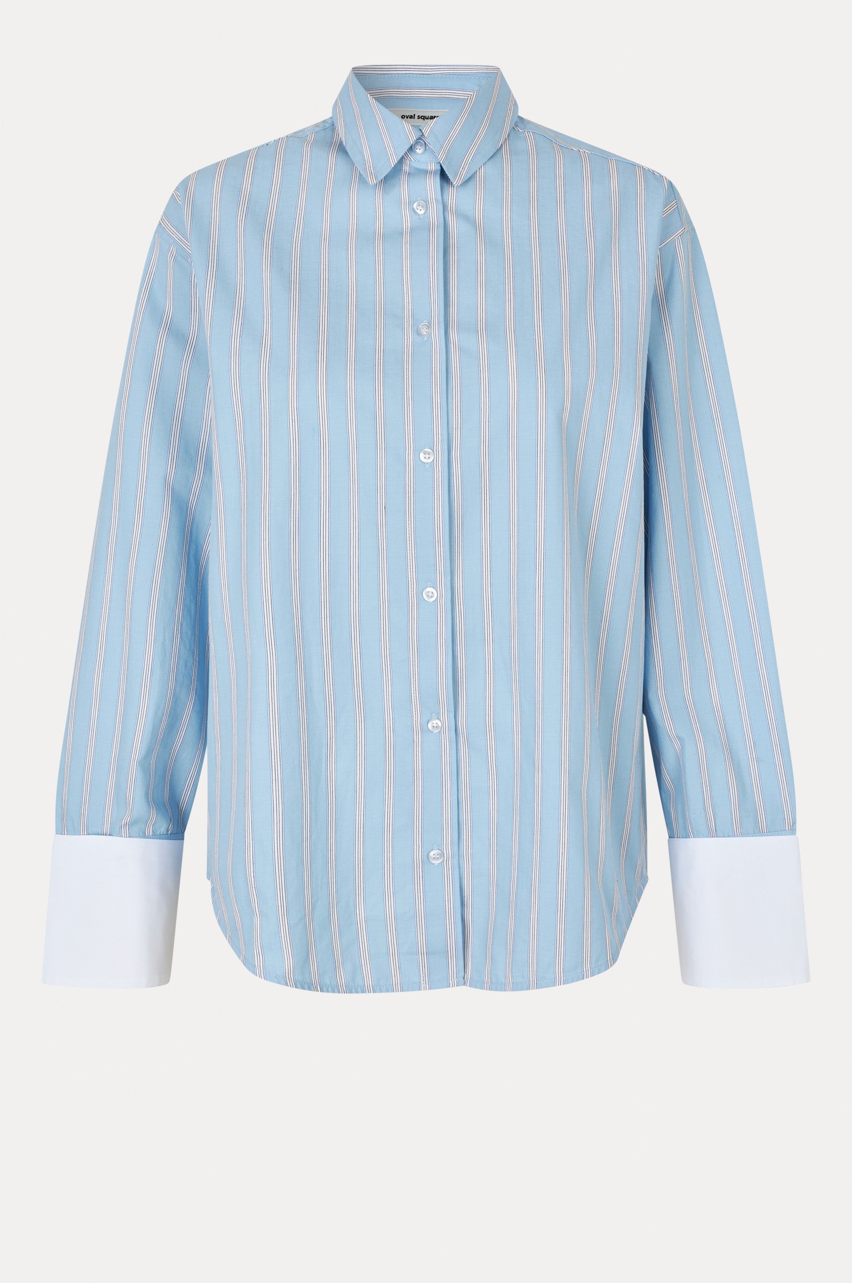 Oval Square Finesse Cuff Shirt SHIRTS 5036 Light Blue Stripe