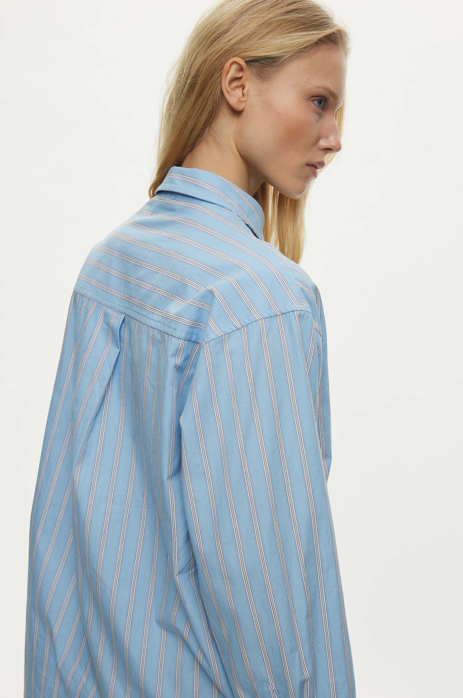 Oval Square Finesse Cuff Shirt SHIRTS 5036 Light Blue Stripe