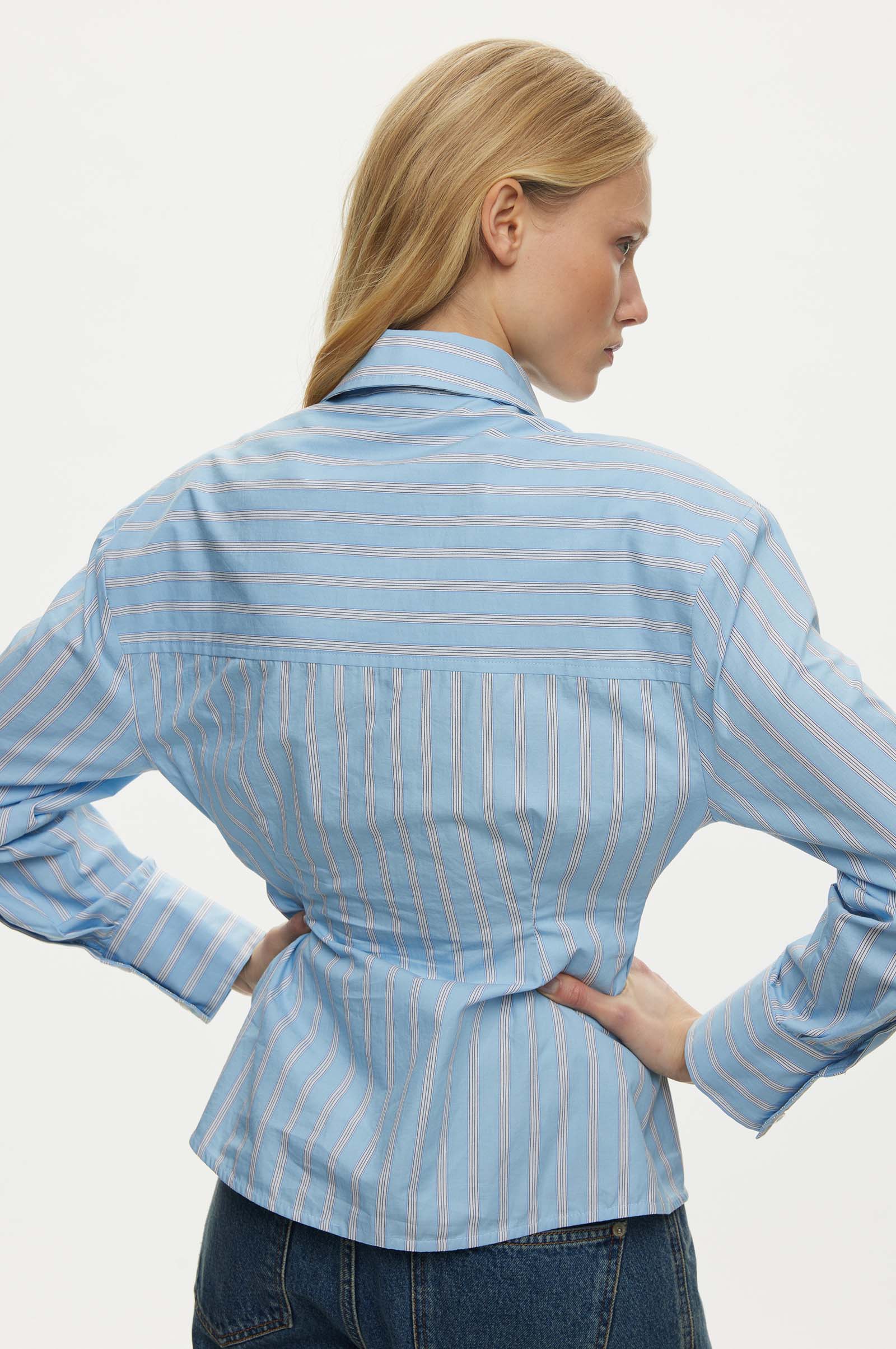 Oval Square Finesse Shirt SHIRTS 5036 Light Blue Stripe