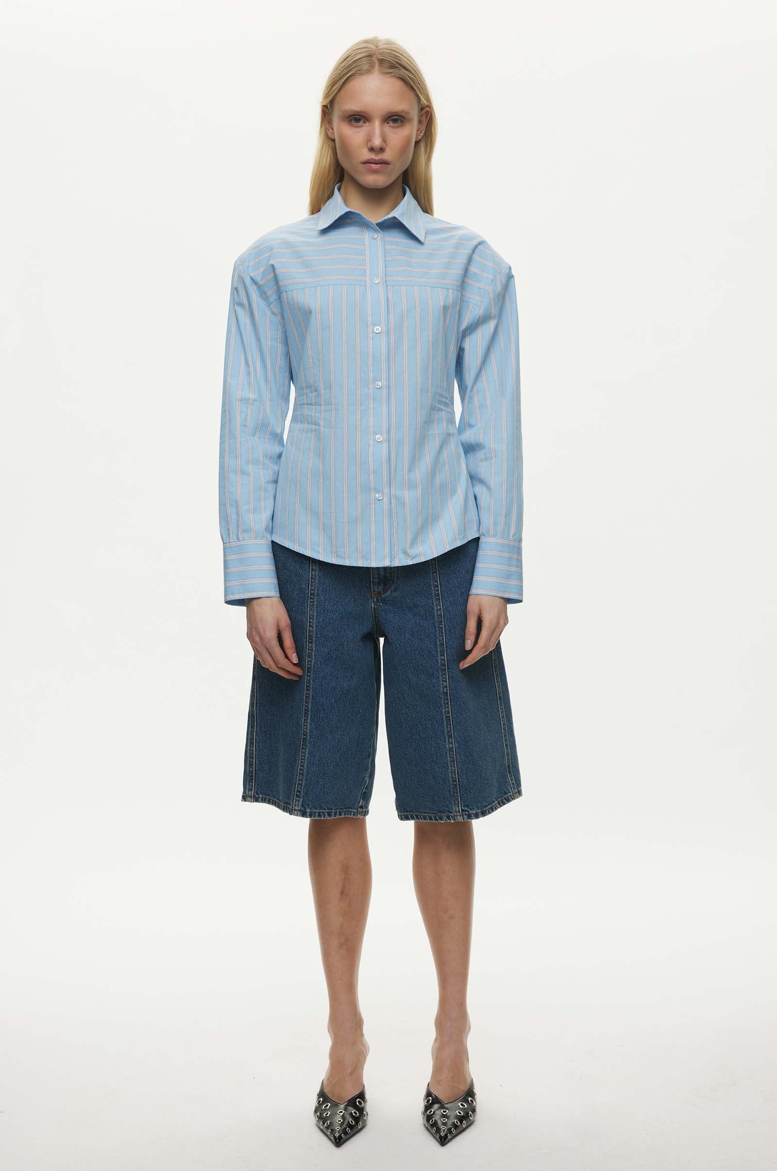 Oval Square Finesse Shirt SHIRTS 5036 Light Blue Stripe