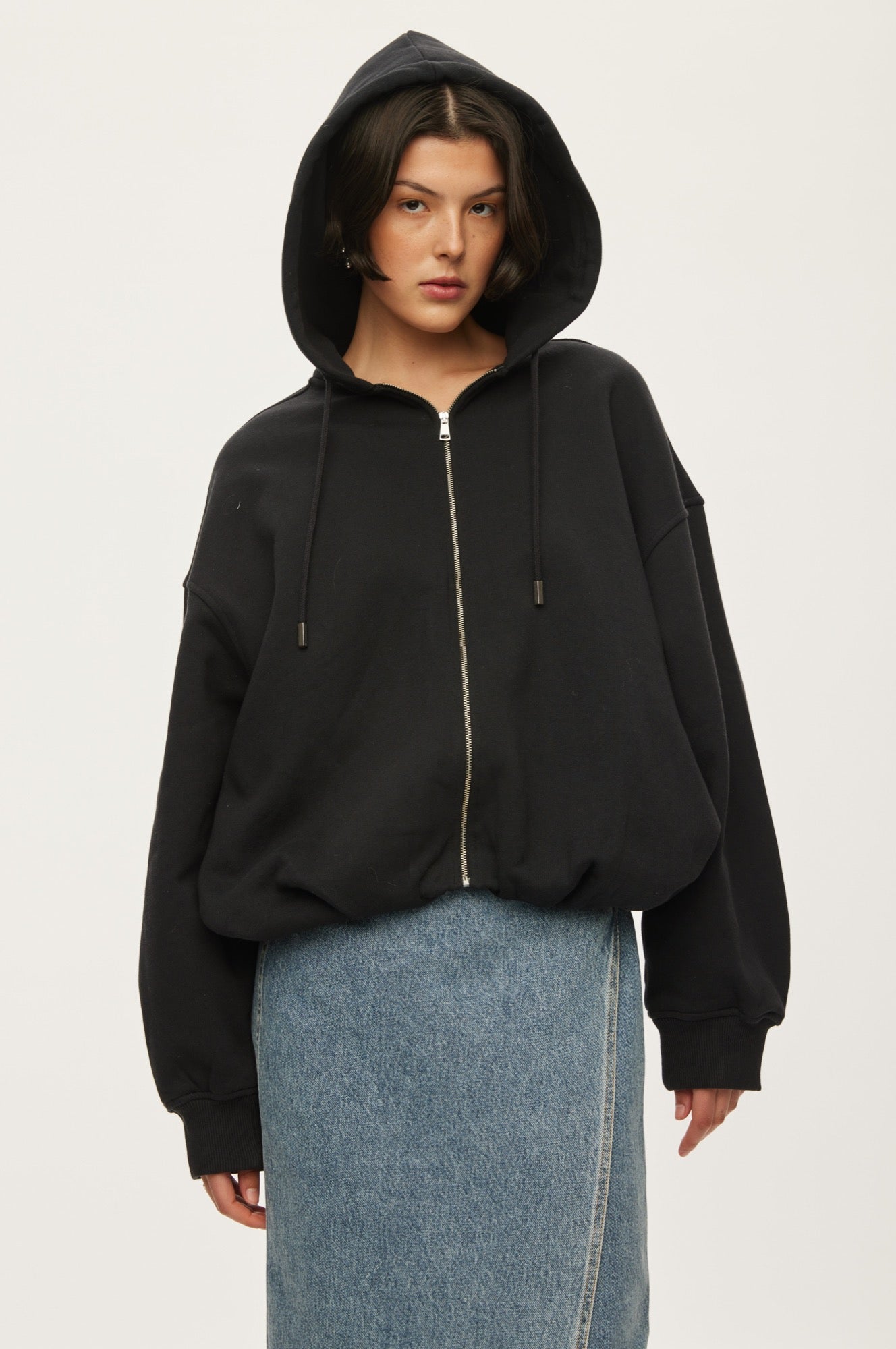Oval Square First Zip Hoodie SWEATS 7007 Black Stone