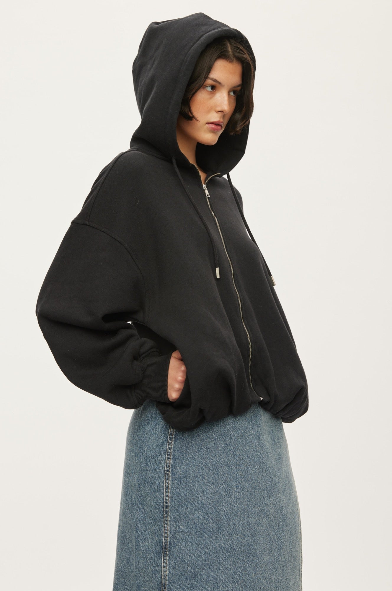 Oval Square First Zip Hoodie SWEATS 7007 Black Stone