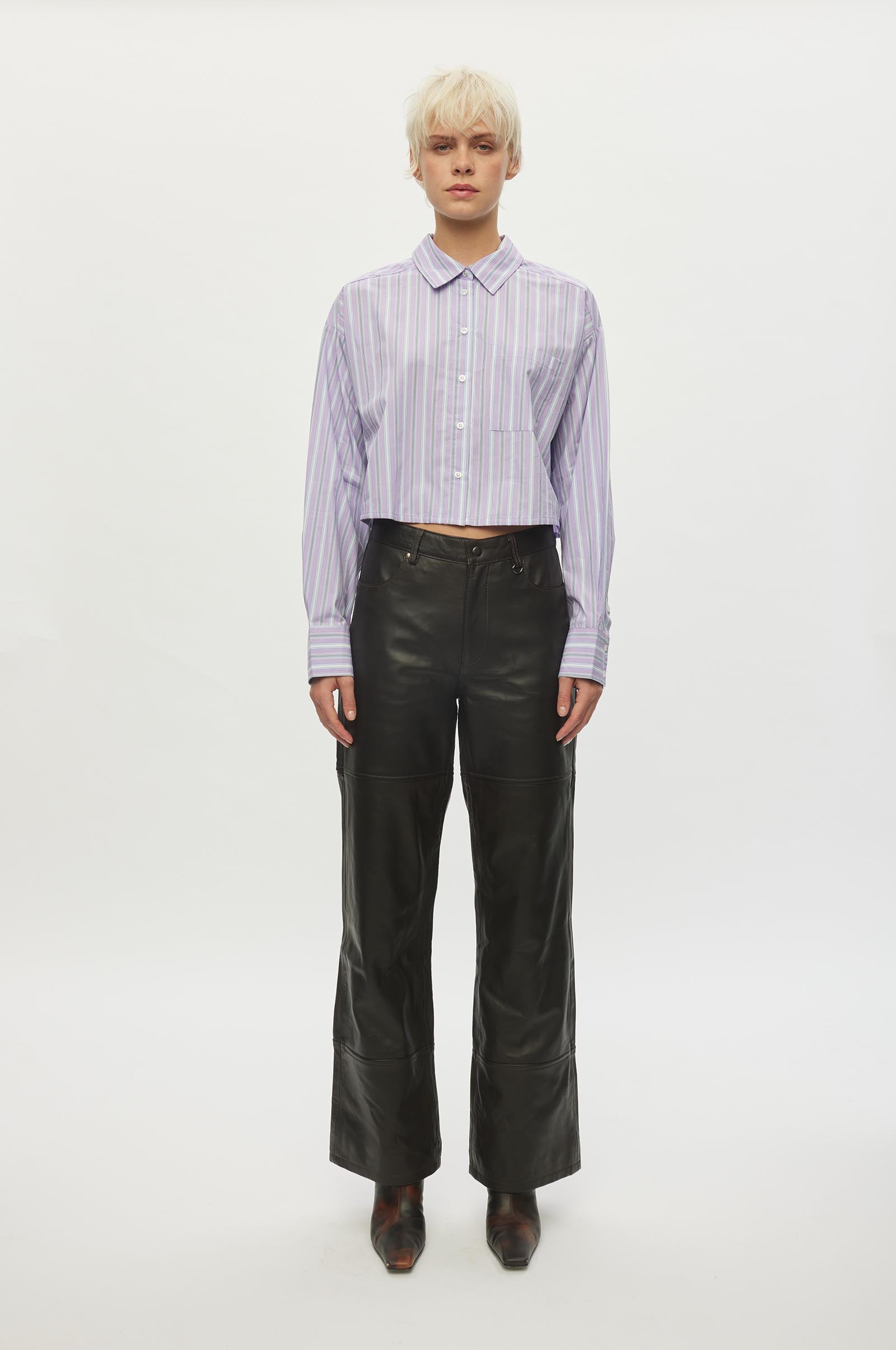 Oval Square Forever Cropped shirt SHIRTS 9054 Orchid Pinstripe