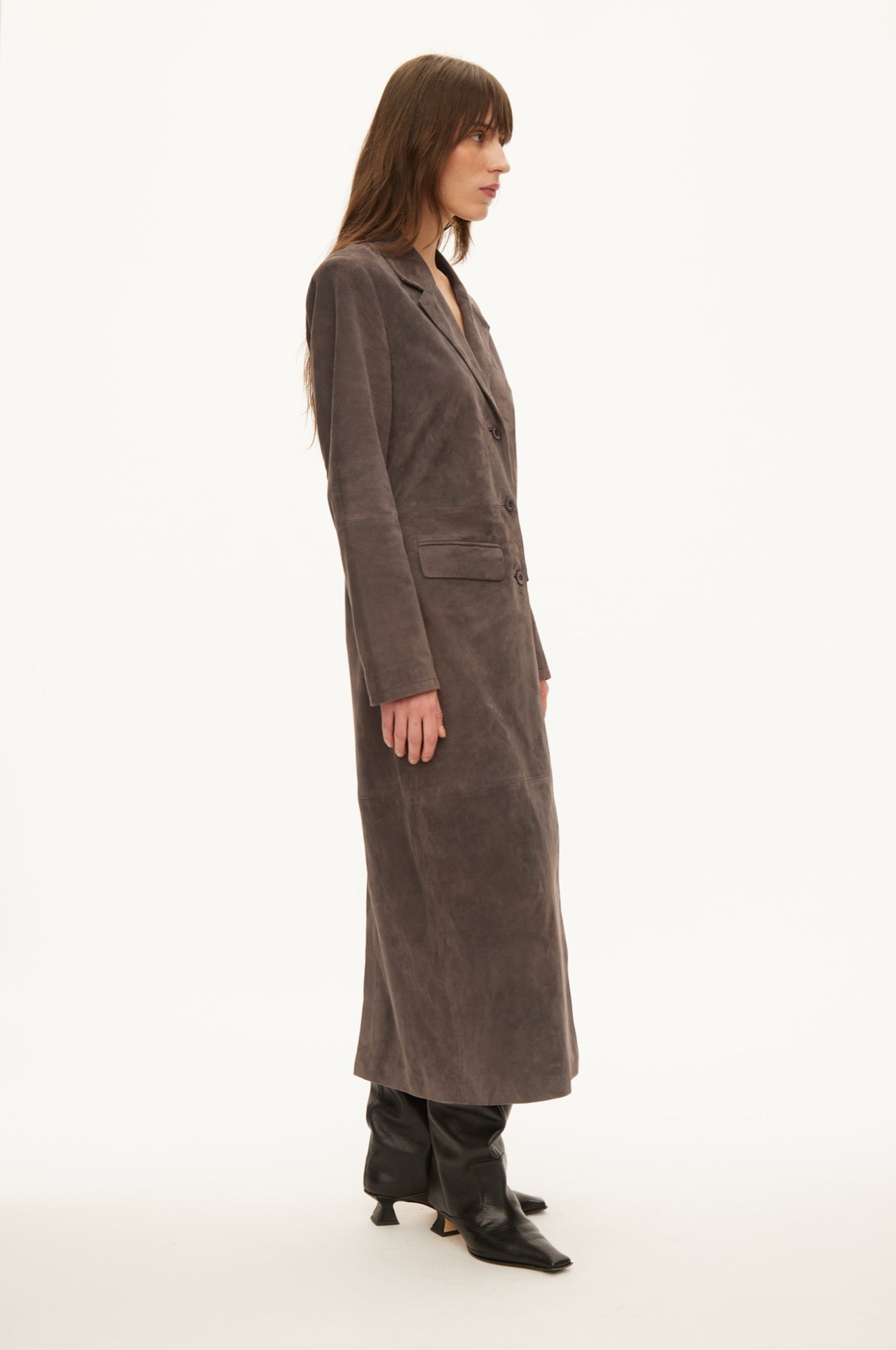 Oval Square Future suede coat COATS Dark Iron