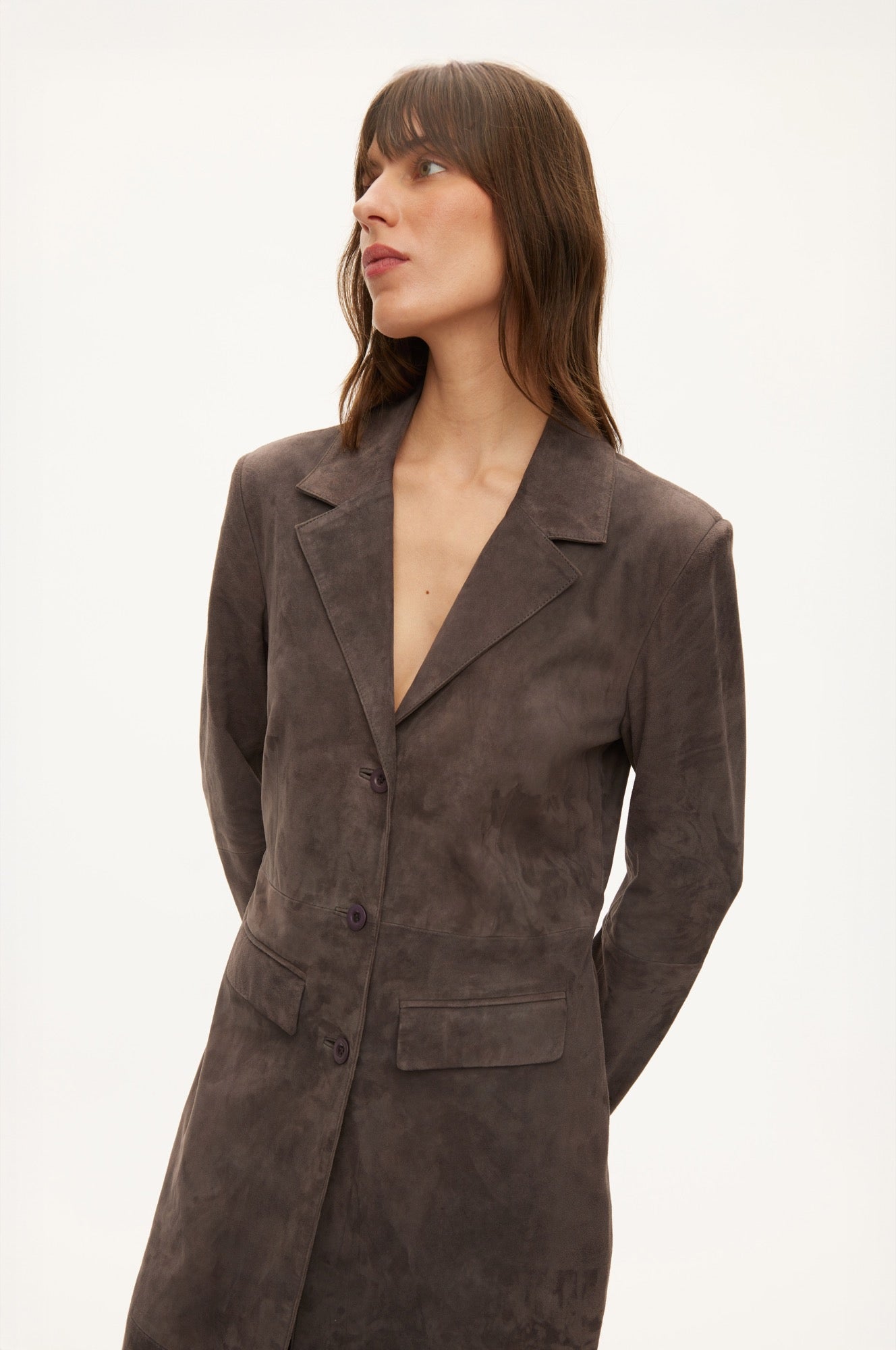Oval Square Future suede coat COATS Dark Iron