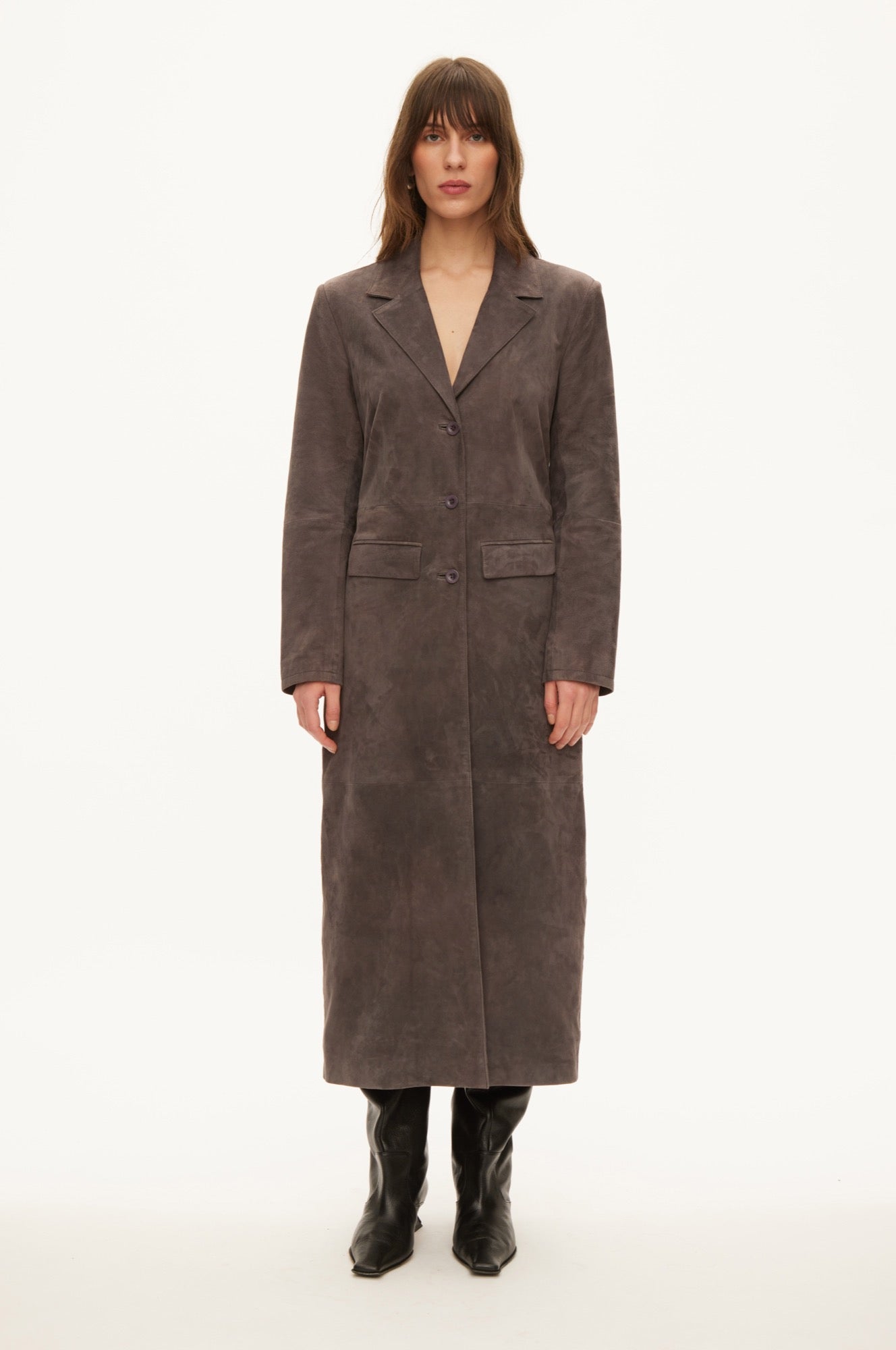 Oval Square Future suede coat COATS Dark Iron